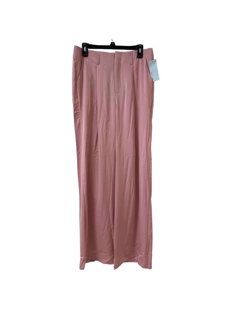 NWT Blue Sol Women's Satin Glitz Button Flare Pants Size 12 Dusty Pink